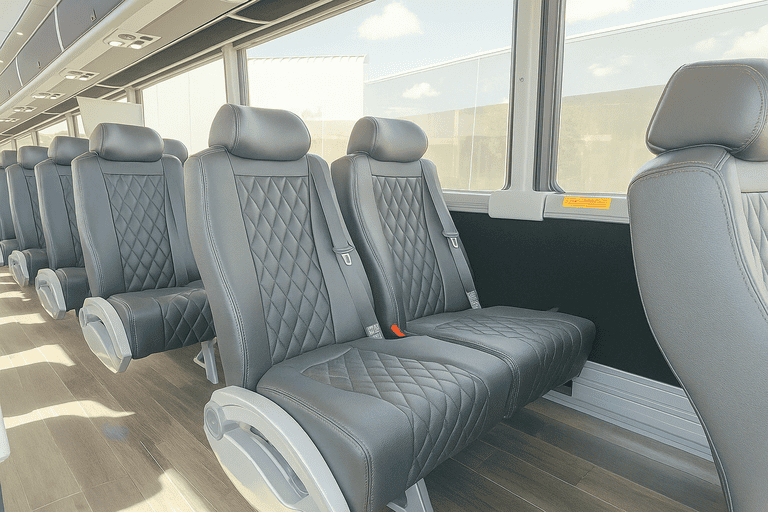 interior of Apex Minibus Company charter bus