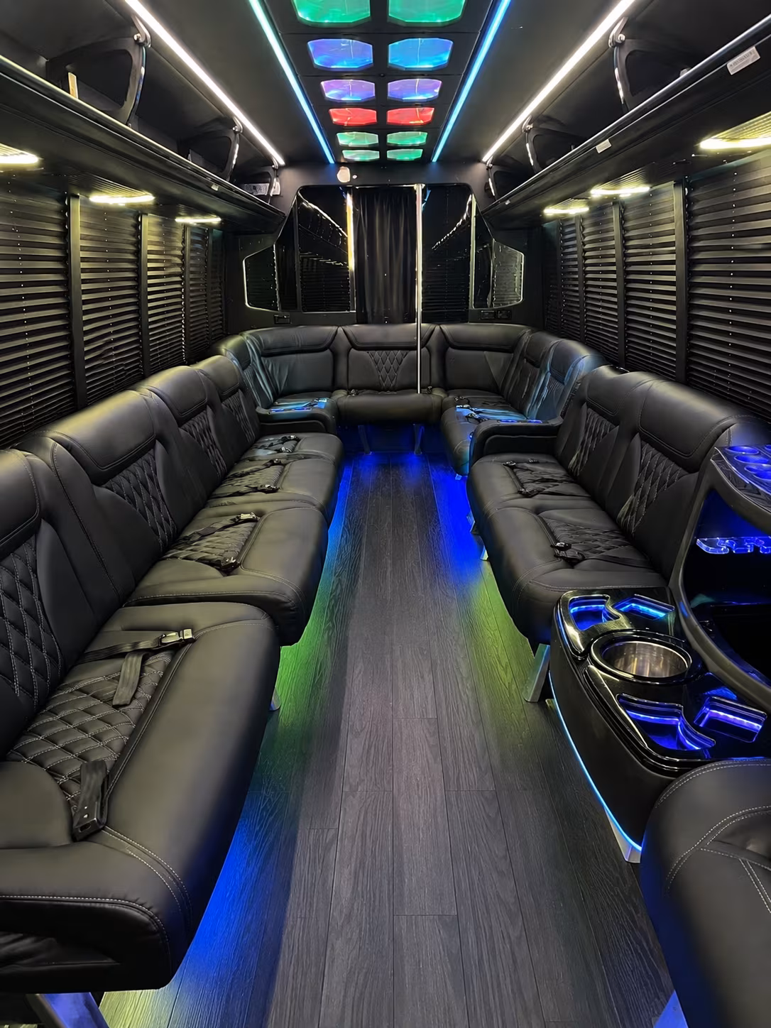 apex 20 passenger party bus interior