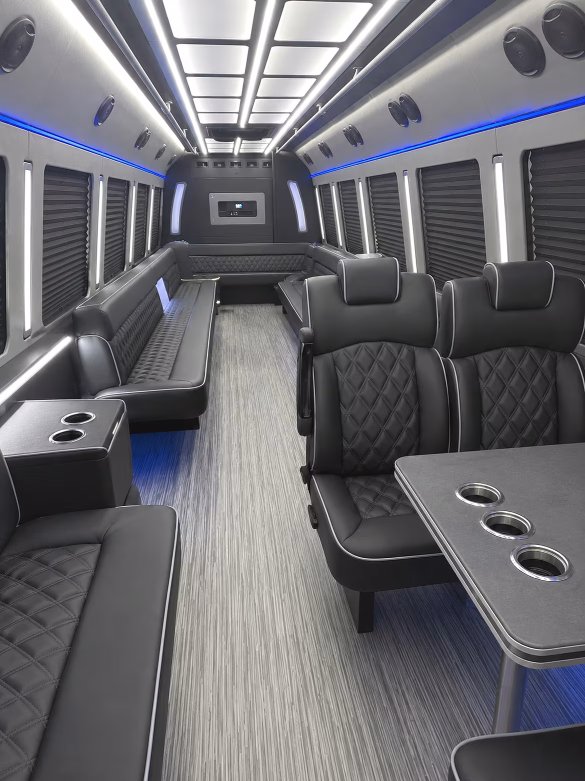 apex 25 passenger party bus inside