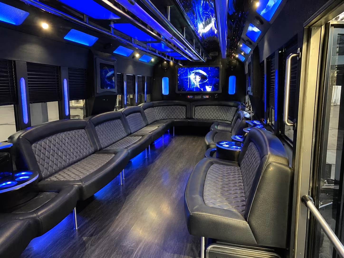 apex 28 passenger party bus interior