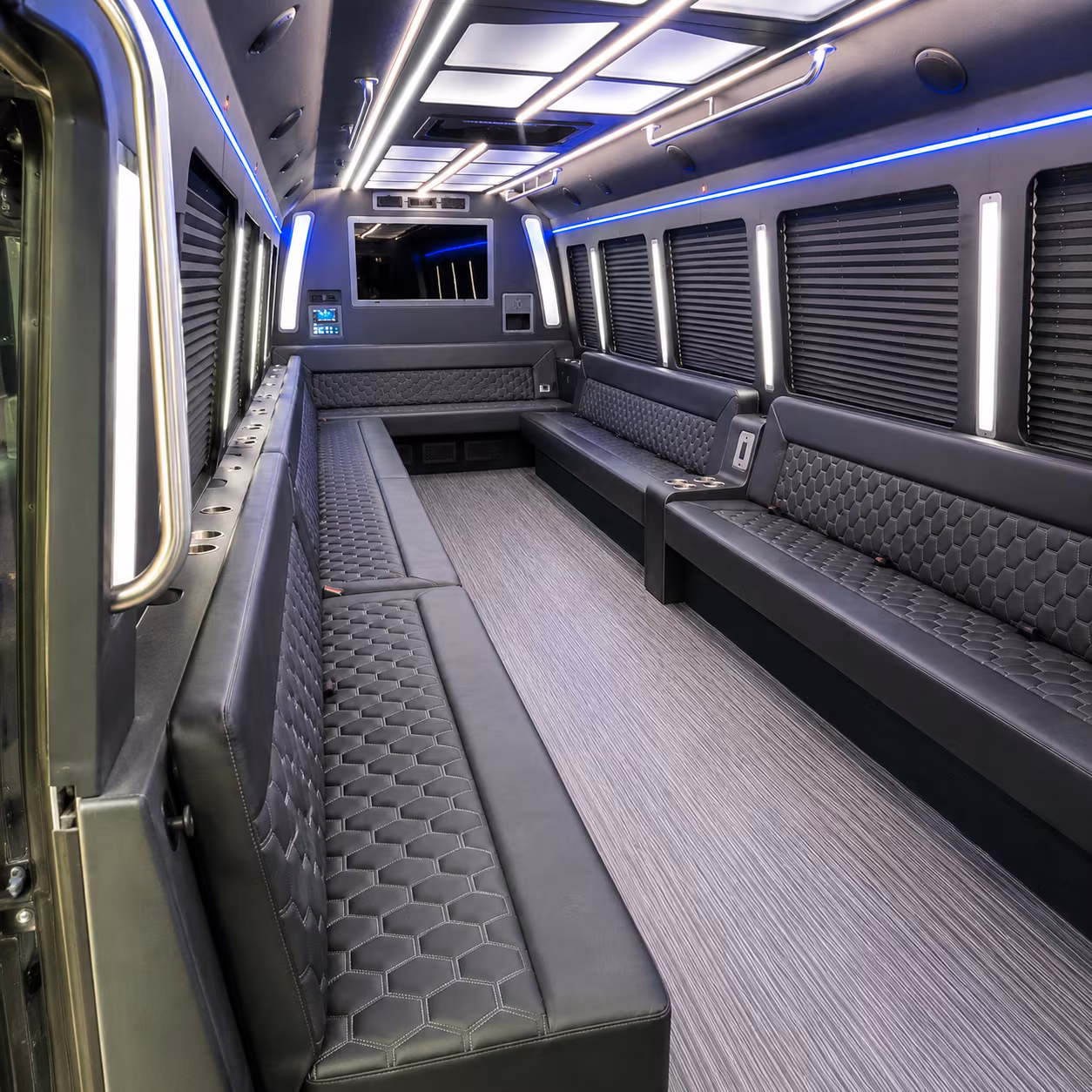 apex 40 passenger party bus interior